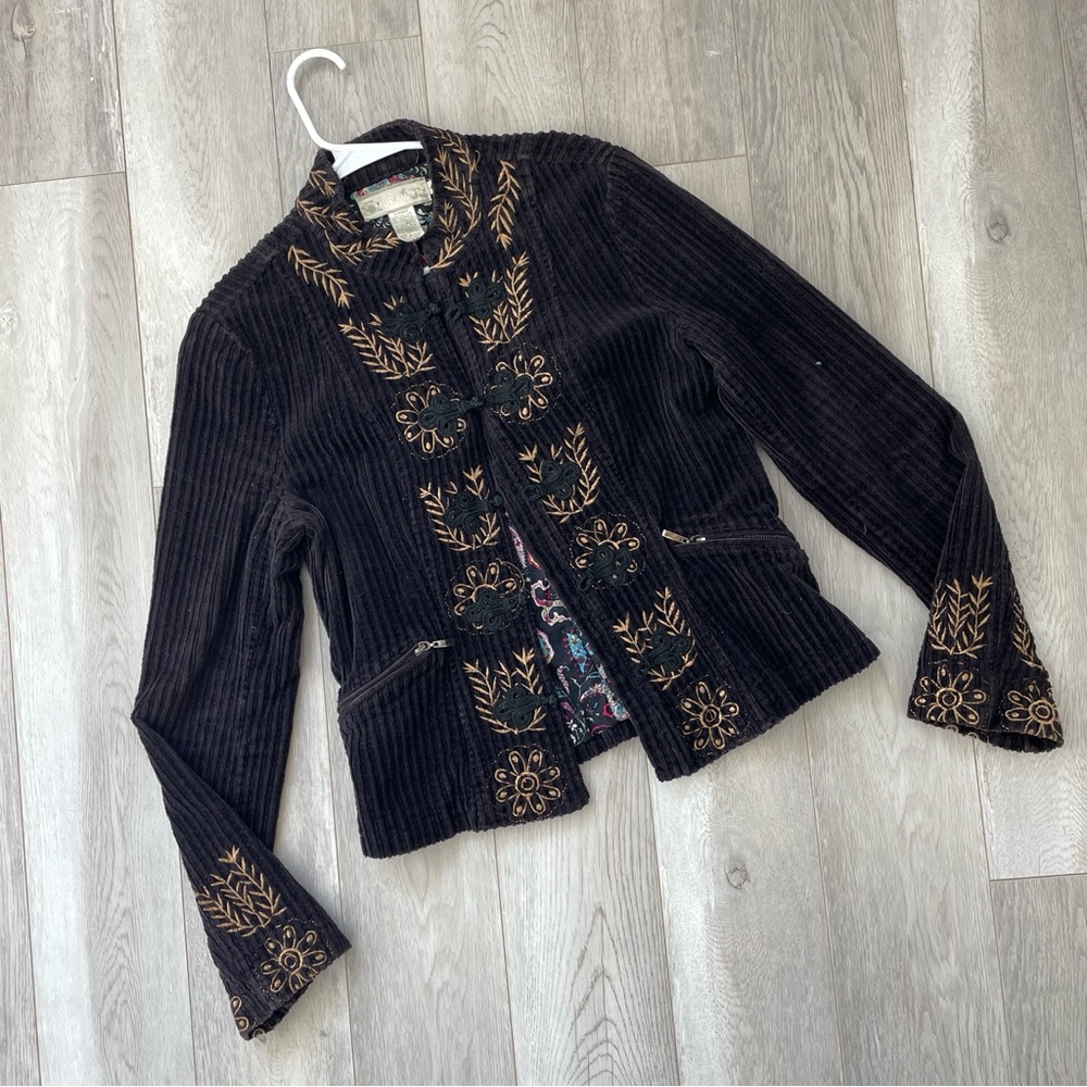 Mur Mur Blazer Corduroy Embroidered Jacket Purple (large) vintage regal asian
